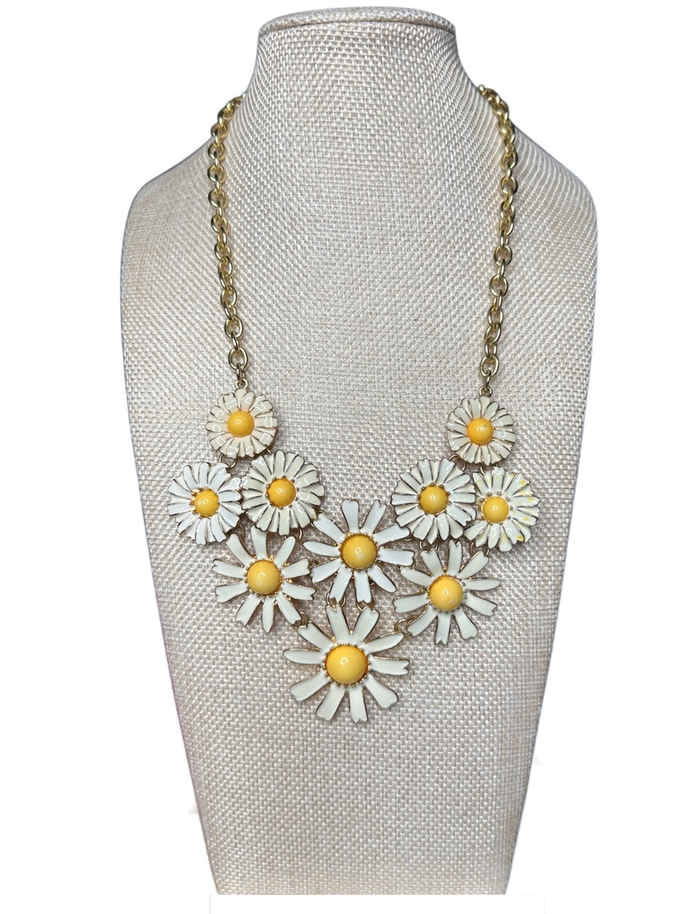 Yellow & White Daisy Statement Necklace - Women Jewelry